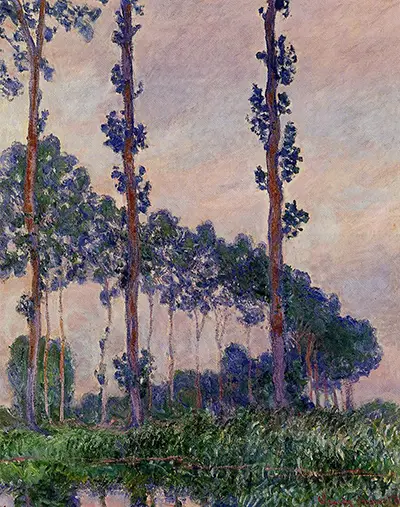 Poplars, Three Trees in Grey Weather Claude Monet